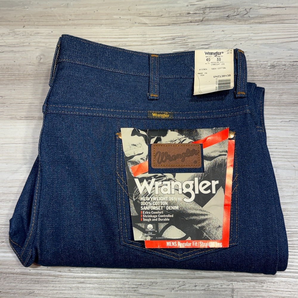 VTG Deadstock Wrangler 912DEN 40x30 USA Made Rigid Denim Jeans‎ Talon NOS
